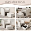 LIVAREEmlen White Sofa Chair One Set,Hair, Single Sofa Chair,Footstool with Storage,Suitable for Bedroom/Office/Reading Space,Cream White - 4 of 4