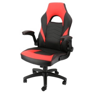 Elama High Back Adjustable Faux Leather Office Chair in Black and Red - 1 of 4