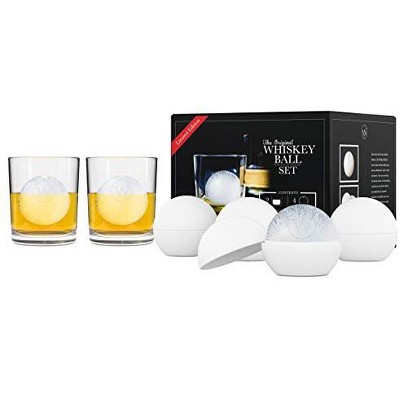 True Whiskey Glass & Ice Sphere Set, 2 Whiskey Tumblers, 1 Ice Sphere Mold,  Bourbon Glass Set, Multicolor Finish : Target