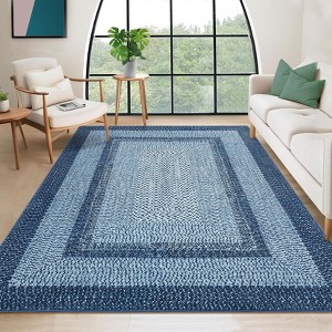 Washable Area Rugs for Living Room Non Slip Modern Braided Print Rug - 1 of 4