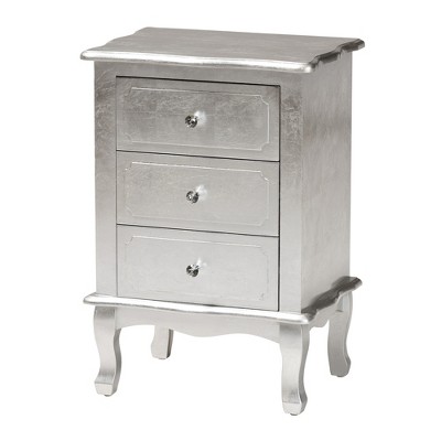 Newton Traditional Silver 3-Drawer Solid Wood Nightstand