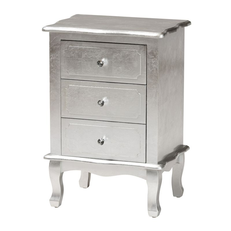 Baxton Studio Newton Classic and Traditional Silver Finished Wood 3-Drawer End Table, 2 of 10