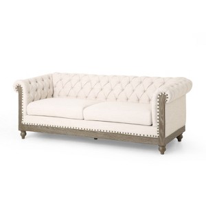 Mirod 3-Seat Retro Sofa with Wooden Legs, Comfortable Modern Couch for Living Room, Study, Lounge, and Apartment Spaces - 1 of 4