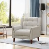 Modern Armchair, Accent Chair For Living Room, Button Tufted Upholstered Armchair With Wooden Tapered Legs Comfy Bedroom Reading Sofa Chairs,Beige - 2 of 4