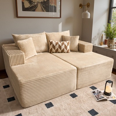 XIZZI Plush Sofa Sets with Pure Sponge Comfort, Ultra Supportive No Assembly Required Sectional Couch, High-Density Sponge for Lasting Relaxation