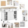 YOOCOZZ Rolling Kitchen Island with Rubber Wood Drop Leaf, Hidden Sliding Barn Doors and Large storage space - 3 of 4