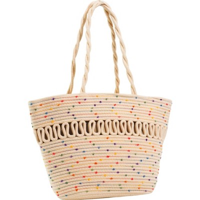 Magid Natural Cotton Woven Confetti Twist Shoulder Tote