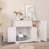 Costway Cat Litter Box Enclosure with 2 Drawers 3 Doors Anti-Toppling Devices Storage - 4 of 4