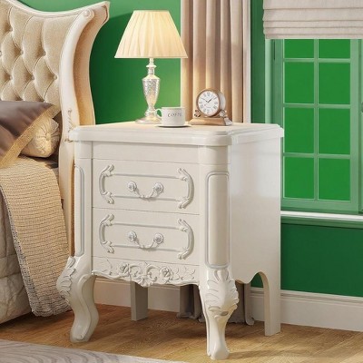 ORRD 2-Drawer Nightstand, White Bedside Table with Storage, Modern End Table for Bedroom