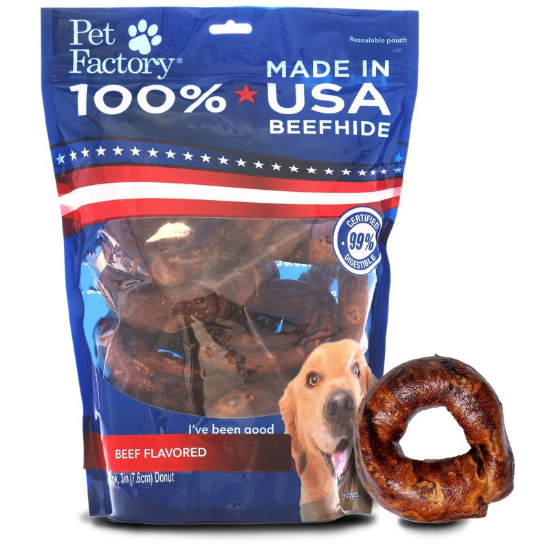 Pet Factory Made in USA Beefhide Donuts - 3", 12 Count, 1 of 5