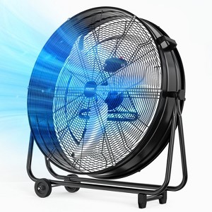 ROVSUN 30'' Heavy Duty Drum Fan, 13000CFM High Velocity Industrial Metal Floor Fan with Handle, 3-Speed & 360° Tilt for Shop Garage Gym Warehouse - 1 of 4