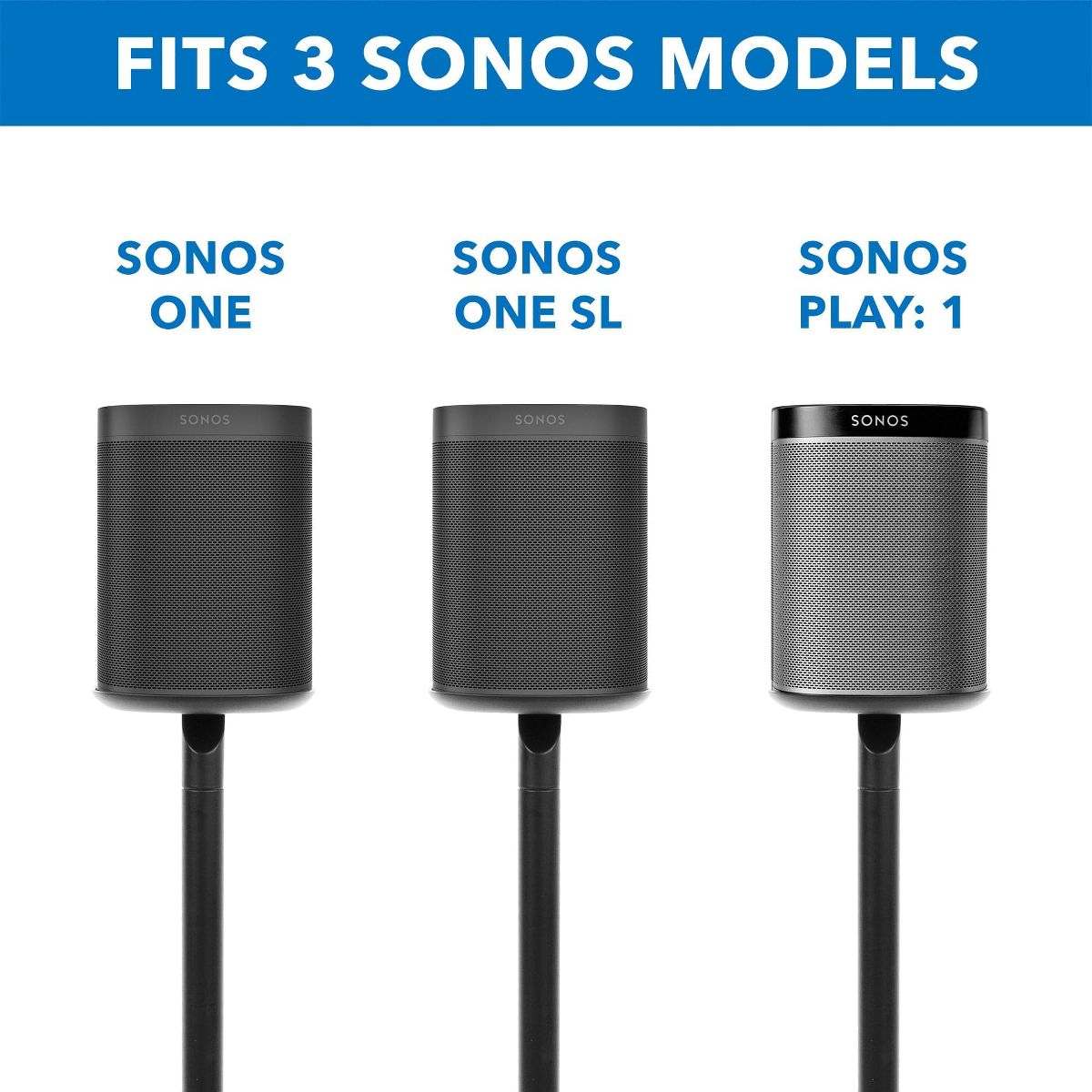 Mount-It! Speaker Floor Stand for Sonos One, SL, and Play:1 [28" Tall] Built-in Cable Management, Lightweight, Space Saving, Enhanced Surround Sound - thumbnail 3