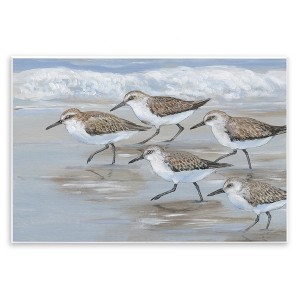 Stupell Industries Sandpiper Bird Flock Marching Beach Coast Waves Wall Plaque Art - 1 of 4
