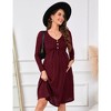 Women's Maternity V Neck Dress Casual Long Sleeve Knit Midi Sweater Dress with Pocket Photoshoot Baby Shower - 2 of 4