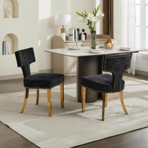 Mid-Century Modern Upholstered Dining Chairs Set of 2, Armless Chairs with Backrest and Metal Legs for Dining Room or Kitchen – The Pop Home - 1 of 4