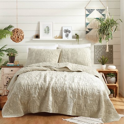 Jungalow Khaki Hamsa Hand Full/Queen Quilt Set