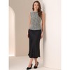 INSPIRE CHIC Women's Tweed Elegant Plaid Print Sleeveless Crew Neck Waist Buckle Back Zipper Top - 4 of 4