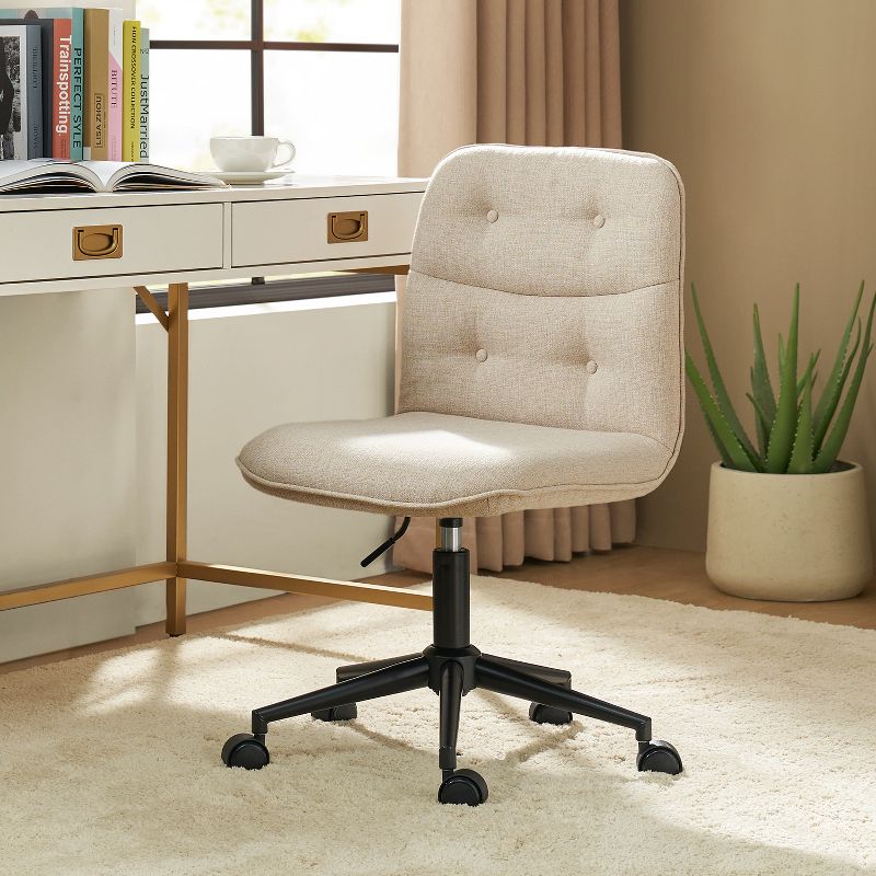 Andy Mid-century Modern Upholstered Armless Swivel Task Chair with Tufted Back |Artful Living Design, 2 of 11
