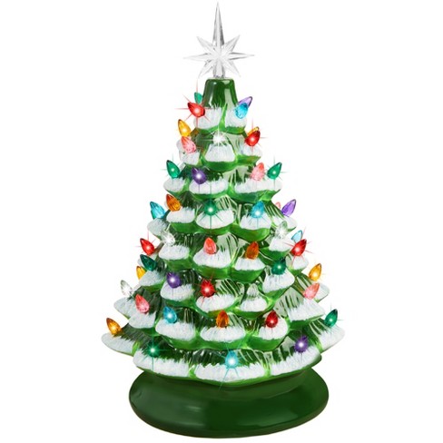 15in Pre-lit Hand-Painted Ceramic Tabletop Christmas Tree - Holiday  Decoration White Lights - Perfect Centerpiece for Your Christmas Indoor