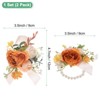 Unique Bargains Artificial Camellia Flower Wedding Wrist Corsage and Boutonnieres Set 3.5" x 4.7" 2 Pcs - 3 of 4