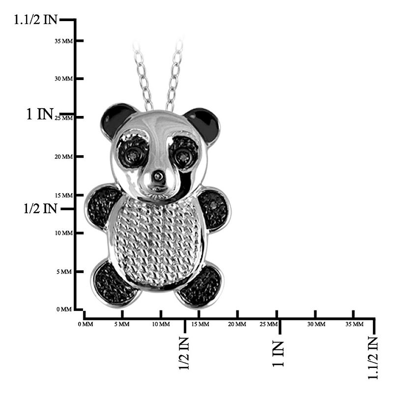 Women's Sterling Silver Accent Round-Cut White Diamond Pave Set Bear Pendant - White (18"), 2 of 3