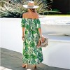Women's Green & Orange Tropical Floral Off-Shoulder Flounce Bodice Maxi Dress - Cupshe - 3 of 4