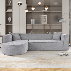 Modern Style Sectional Sofa,Sponge Sectional Sofa Couch,Modular L-Shape Sofa Couch with Elegant curved design and luxurious chenille fabric,two throw pillows,for Living Room, Study - 1 of 4