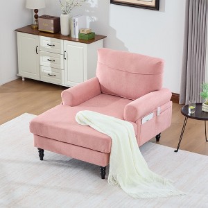 Okak Modern Small Chenille Fabric Single Sofa Lounge Recliner for Living Room Bedroom,Rest Chair Sleeper Sofa with Comfy Backrest & Armrests - 1 of 4