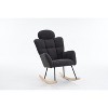 Teddy Fabric Upholstered Rocking Glider Chair, Mid Century Modern Accent Arm Chair with High Backrest and Pillows - ModernLuxe - 4 of 4