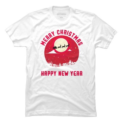 Men's Design By Humans Merry Christmas - Happy New Year By thriftjd T-Shirt