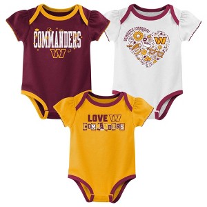 NFL Washington Commanders Infant Girls' 3pk White Bodysuit - 1 of 4