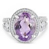 Pompeii3 9 1/2ct Oval Amethyst Vintage Halo Diamond Ring 14k White Gold - 3 of 4