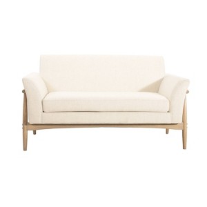 Christopher Knight Home Emma Modern 57.5" Elm Wood Frame Upholstered Loveseat Beige - 1 of 4