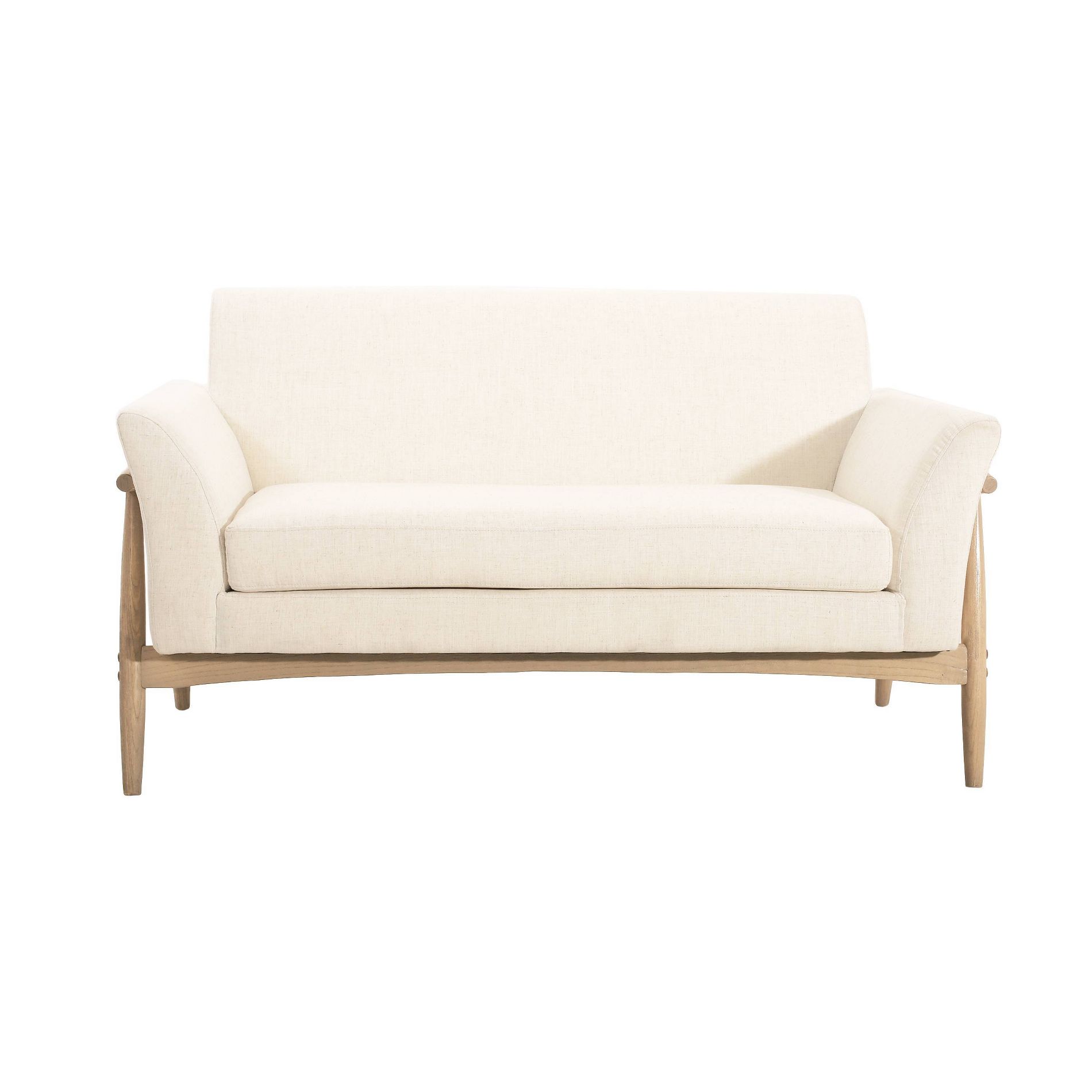 Christopher Knight Home Emma Modern 57.5" Elm Wood Frame Upholstered Loveseat Beige