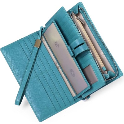 FATMOON Women’s Large Capacity RFID Blocking Leather Wallet - Easy-to-Use Checkbook Organizer with Removable Cover for Travel,Daily Use