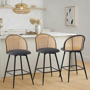 Bekrvio 26'' Counter Height Bar Stools, 360° Swivel Upholstered Faux Leather - 1 of 4