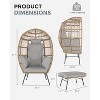Egg Chair with Footrest, Wicker Patio Lounger with Ottoman, Oversized Rattan Egg Shaped Chair with Leg for Indoor Outdoor - 2 of 4