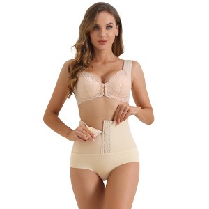 Allegra K Women's Flatten Tummy High Waist Bottom Lifting Control Panties with Hooks Closure - 1 of 4