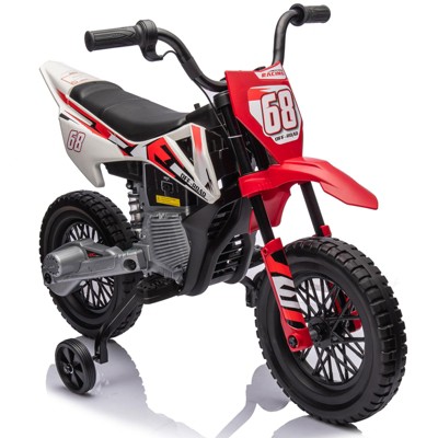 12V Electric Dirt Bike, Kids Electric Motorcycle with 25W*2 Motor, Twist Grip Throttle, Training Wheels, Spring Suspension