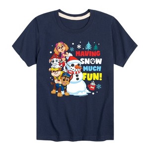 Boys' - Paw Patrol - Skye Marshall Chase Rubble Having Snow Much Fun Short Sleeve Graphic T-Shirt - 1 of 4