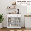 Garvee Coffee Bar Cabinet, Modern Farmhouse Buffet Cabinet with 2 Drawers and Adjustable Shelf, Double Door Kitchen Cabinet, White - 4 of 4