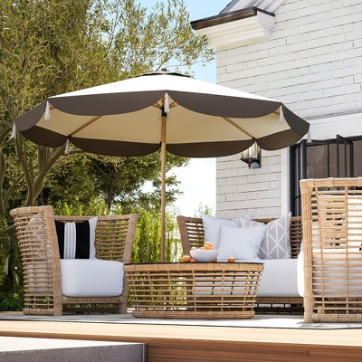 Cream White 9FT Outdoor Patio Umbrella with Steel Ribs