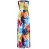 Women Strapless Maxi Boho Vintage Summer Beach Floral Print Hawaiian Party Long Dress - 4 of 4
