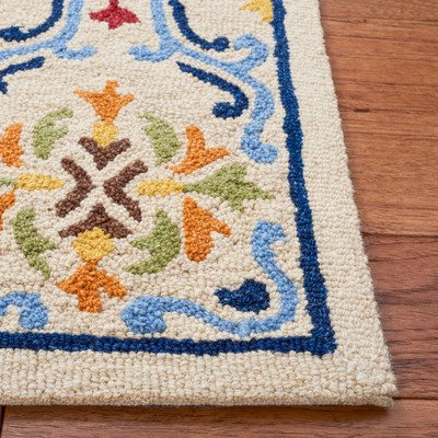 Handmade Blue and Beige Wool Tufted Area Rug