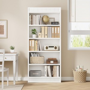 Nasitip 5 Tier Bookcase with Adjustable Shelves, Tall Bookshelf w/Wooden Legs, Rustic Vintage Etagere for Living Room Apartment Office - 1 of 4