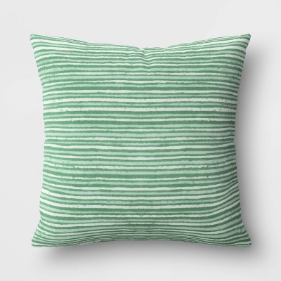 Green Outdoor Pillow Insert Included Light Green Striped 