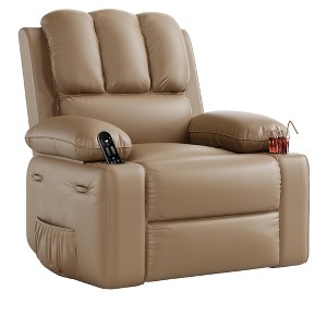 Large Recliner Chair for Adults with Cup Holders - 21.2" Wide PU Leather Manual Recliner, Thick Sponge Sofa for Living Room & Nursery - 1 of 4