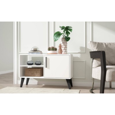 Amsterdam White Mid-Century Modern TV Stand with Cabinet
