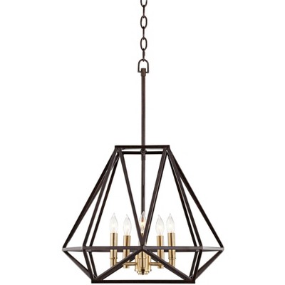 Hawking Bronze 22" Geometric Cage Pendant Chandelier