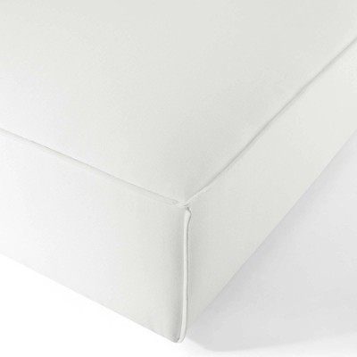 White Polyester Upholstered Round Ottoman
